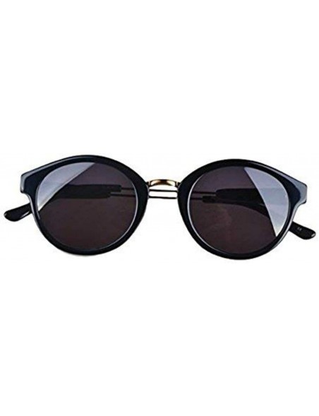 Round Petite Vintage Style Round Sunglasses with Gold detail - Black - CL182M280GD $35.72