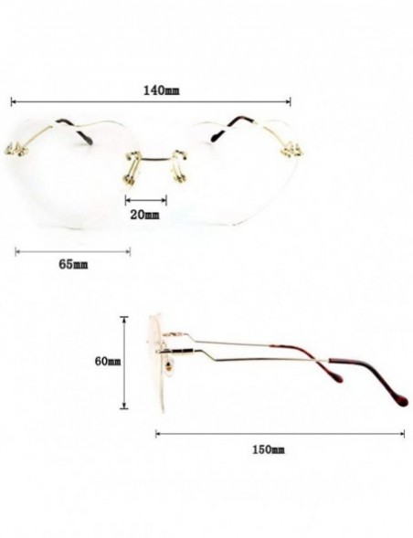 Oval Heart Sunglasses for women Rimless Thin Metal Frame Heart shaped Sun glasses UV400 - Transparent - CM18KH33U8G $10.42