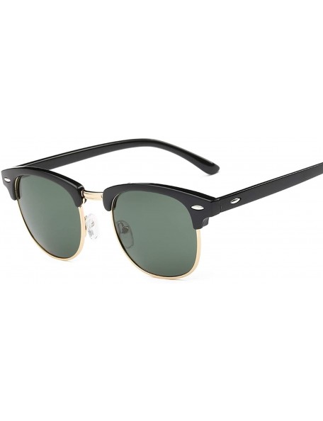 Semi-rimless UV400 Sunglasses WoLuxury Vintage Semi Rimless Brand Designer Mirror Shades - Black Gold Clear - CP18W5EMA8L $17.94