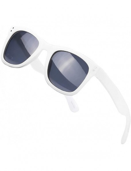 Square Polarized Sunglasses for Men Women UV400 Protection Driving Fishing Sun Glasses - White/Grey Lens - CS18QCSRU8L $8.00