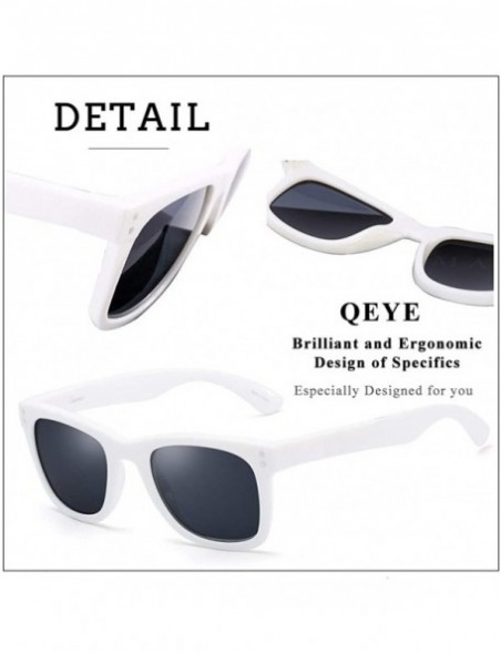 Square Polarized Sunglasses for Men Women UV400 Protection Driving Fishing Sun Glasses - White/Grey Lens - CS18QCSRU8L $8.00