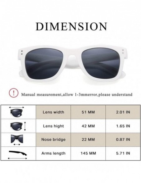 Square Polarized Sunglasses for Men Women UV400 Protection Driving Fishing Sun Glasses - White/Grey Lens - CS18QCSRU8L $8.00