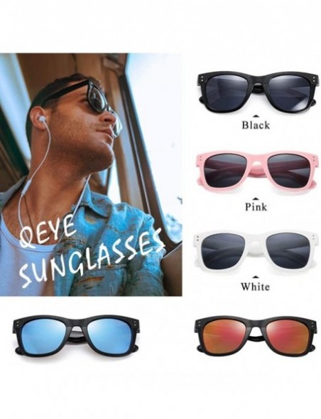 Square Polarized Sunglasses for Men Women UV400 Protection Driving Fishing Sun Glasses - White/Grey Lens - CS18QCSRU8L $8.00