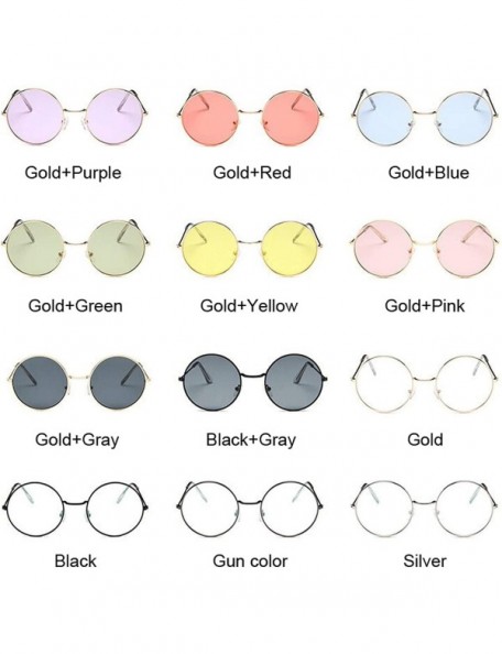 Round Round Small Sunglasses Women Vintage Metal Cheap Sun Glasses Retro Circle Eyewear - Goldred - CA197Y67CIW $24.57