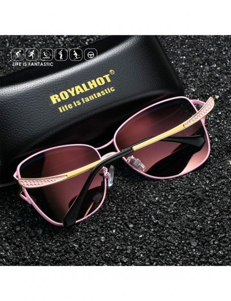 Sport Polarized Oval Sunglasses for Women Driving Fishing UV400 Protection Alloy Frame Shades For Womens Female - Red - C018A...