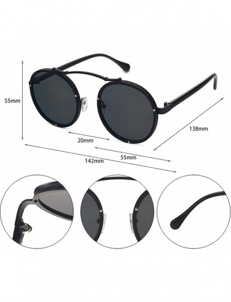 Round Popular Women Round Sunglasses Brand Designer Vintage Men Matte Frame Sun Glasses UV400 - Silver Blue - C0197Y6M0AC $31.04