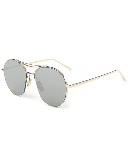 Oversized Glasses- Fashion Twin-Beams Classic Women Metal Frame Mirror Sunglasses Cat Eye - 5162sl - CQ18RS6N0ES $13.42