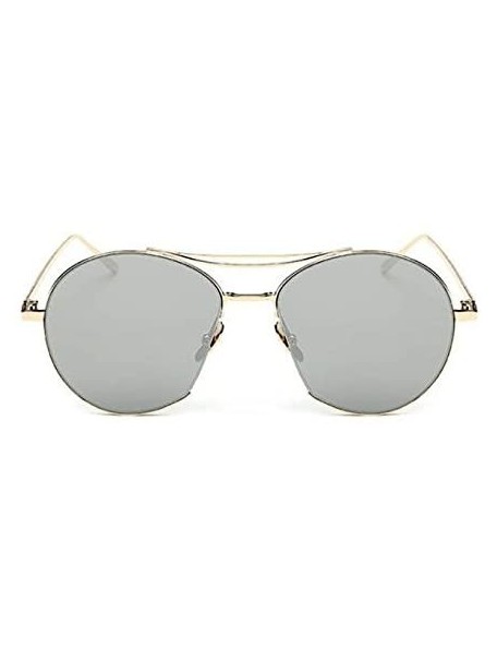 Oversized Glasses- Fashion Twin-Beams Classic Women Metal Frame Mirror Sunglasses Cat Eye - 5162sl - CQ18RS6N0ES $13.42
