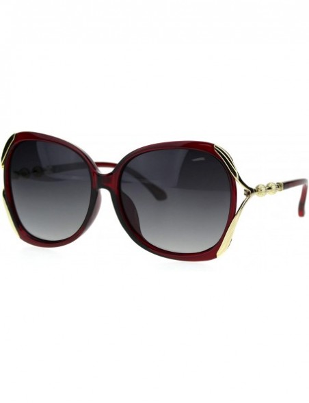 Oversized Polarized Lens Metal Ball Bling Chain Oversize Diva Butterfly Sunglasses - Red Smoke - C318TUHUYRC $11.86