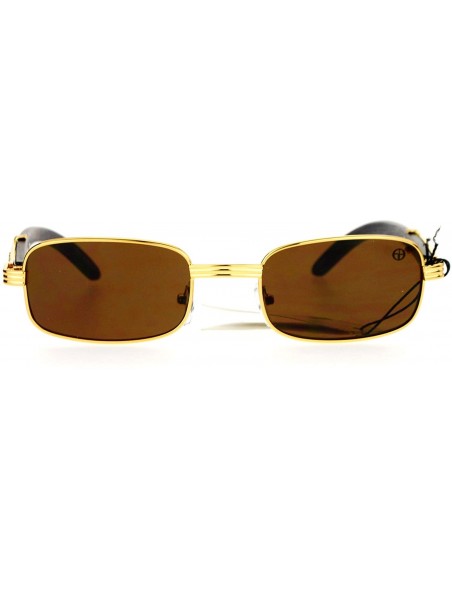 Rectangular Luxury Wooden Arm Retro 90s Hip Hop Rapper Sunglasses - Gold - C618HOT8CZR $14.23