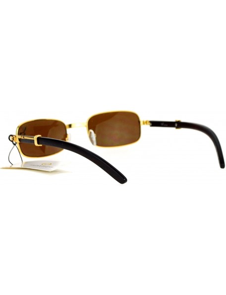 Rectangular Luxury Wooden Arm Retro 90s Hip Hop Rapper Sunglasses - Gold - C618HOT8CZR $14.23