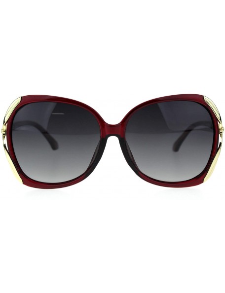 Oversized Polarized Lens Metal Ball Bling Chain Oversize Diva Butterfly Sunglasses - Red Smoke - C318TUHUYRC $11.86