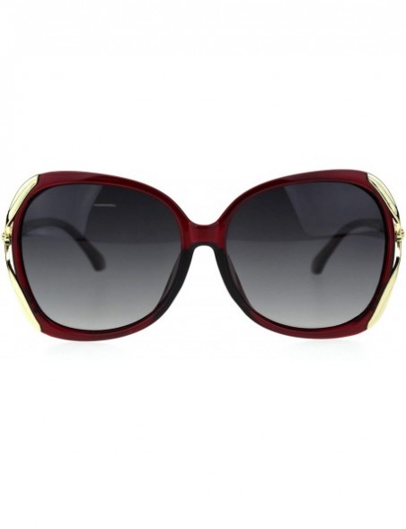 Oversized Polarized Lens Metal Ball Bling Chain Oversize Diva Butterfly Sunglasses - Red Smoke - C318TUHUYRC $11.86