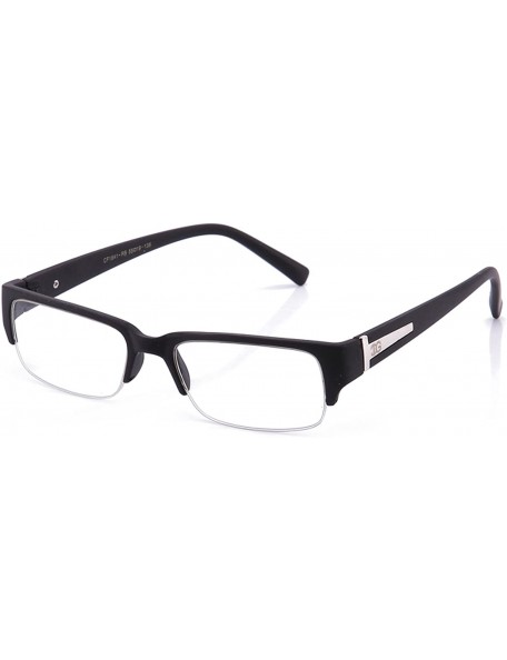 Square Unisex Clear Lens Sleek Half Frame Slim Temple Fashion Glasses - 1841 Rubber Black - CG11T161KS7 $11.45