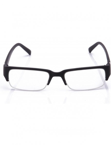 Square Unisex Clear Lens Sleek Half Frame Slim Temple Fashion Glasses - 1841 Rubber Black - CG11T161KS7 $11.45