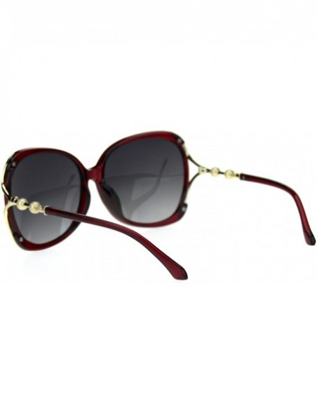 Oversized Polarized Lens Metal Ball Bling Chain Oversize Diva Butterfly Sunglasses - Red Smoke - C318TUHUYRC $11.86