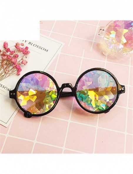 Round Round Kaleido Glasses Women Rave Festival Sunglasses Men Holographic Colorful Celebrity Party Eyewear - Pink - CA197Y7H...