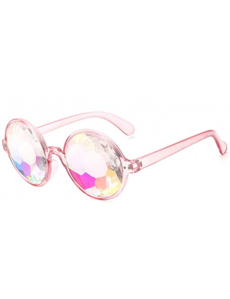 Round Round Kaleido Glasses Women Rave Festival Sunglasses Men Holographic Colorful Celebrity Party Eyewear - Pink - CA197Y7H...