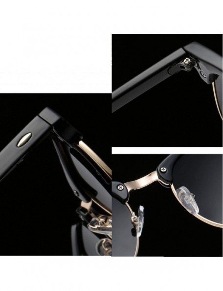 Semi-rimless UV400 Sunglasses WoLuxury Vintage Semi Rimless Brand Designer Mirror Shades - Black Gold Clear - CP18W5EMA8L $17.94