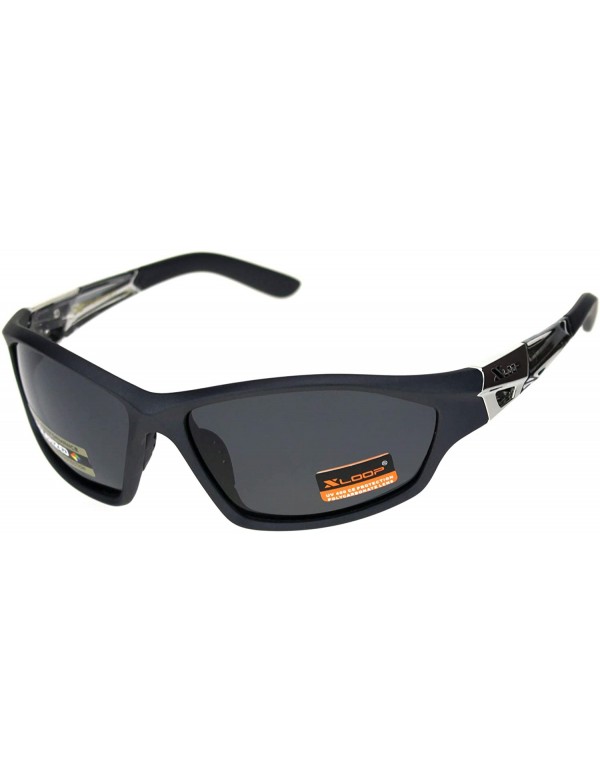 Wrap Polarized Lens Mens Xloop Sunglasses Sporty Oval Wrap Around Matted Frames - Black (Black) - CD18A9LKCCH $9.37