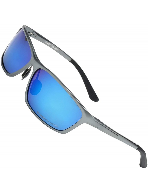 Sport Polarized Aircraft Al-Mg Driving Sport Fishing Sunglasses For Women Men - Pewter Gun Metal - Polarized Ice Blue - C118H...