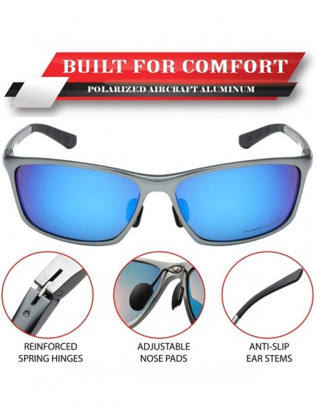Sport Polarized Aircraft Al-Mg Driving Sport Fishing Sunglasses For Women Men - Pewter Gun Metal - Polarized Ice Blue - C118H...