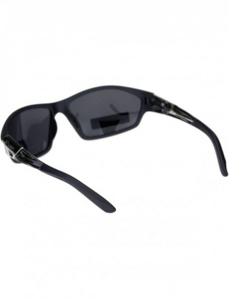 Wrap Polarized Lens Mens Xloop Sunglasses Sporty Oval Wrap Around Matted Frames - Black (Black) - CD18A9LKCCH $9.37