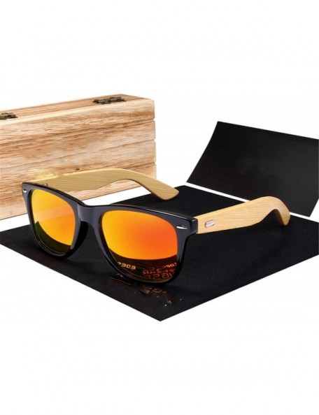 Square Bamboo Sunglasses Men and Women All in Sun Glasses Polarized Vintage Travel Eyewear Lenses - Green bamboo - CI194ODOGG...