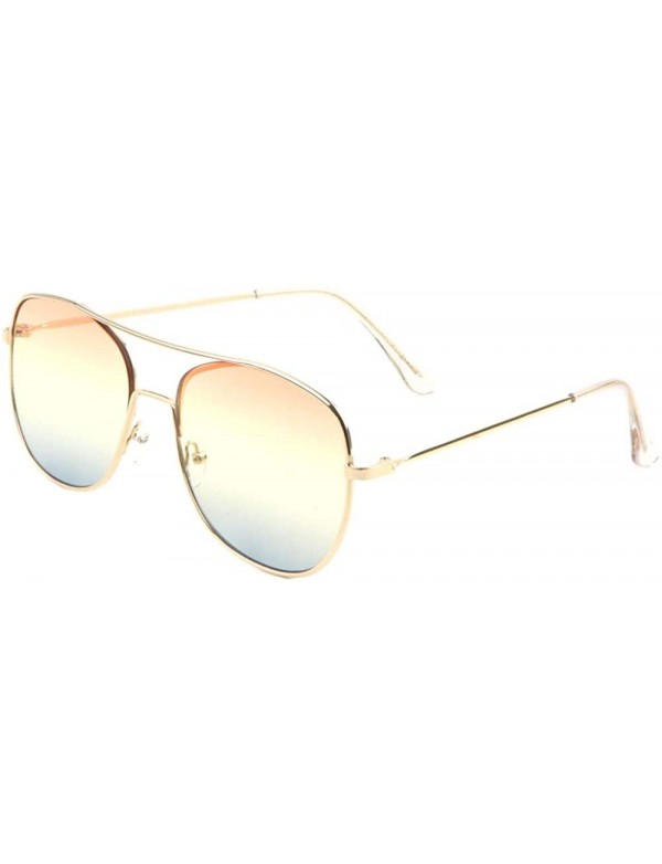 Aviator Triple Oceanic Color Flat One Piece Rim Aviator Sunglasses - Orange Blue - CD190I2ZSOQ $12.13