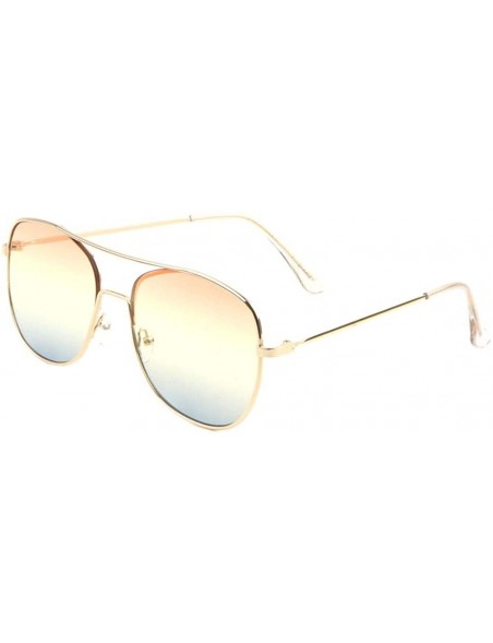 Aviator Triple Oceanic Color Flat One Piece Rim Aviator Sunglasses - Orange Blue - CD190I2ZSOQ $12.13