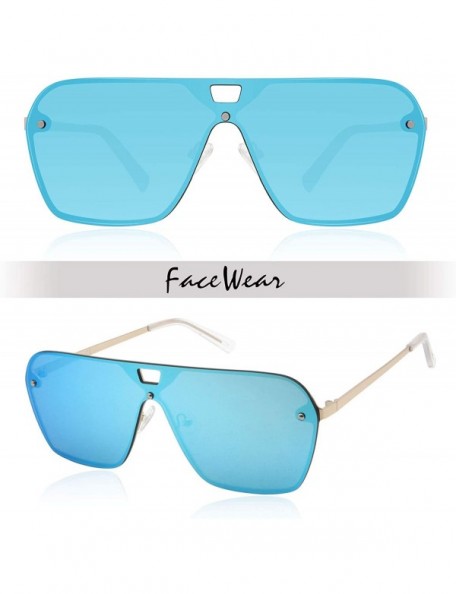 Rimless Rimless Mirrored Sunglasses Oversized One Piece Frameless Eyeglasses Men Women FW1019 - C5-mirror Blue - CM18TT7E32Y ...