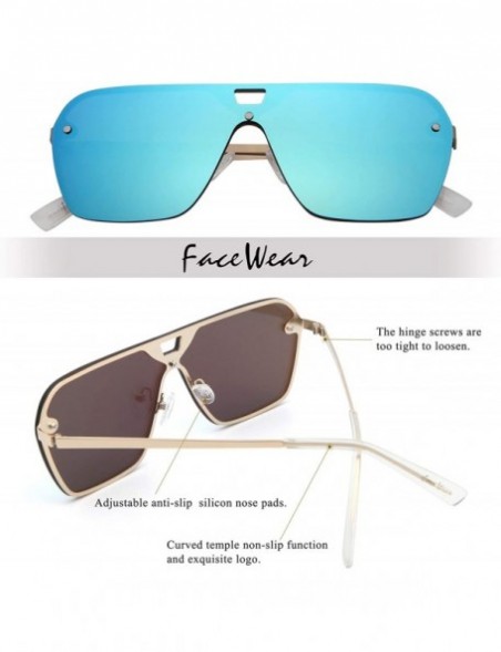 Rimless Rimless Mirrored Sunglasses Oversized One Piece Frameless Eyeglasses Men Women FW1019 - C5-mirror Blue - CM18TT7E32Y ...