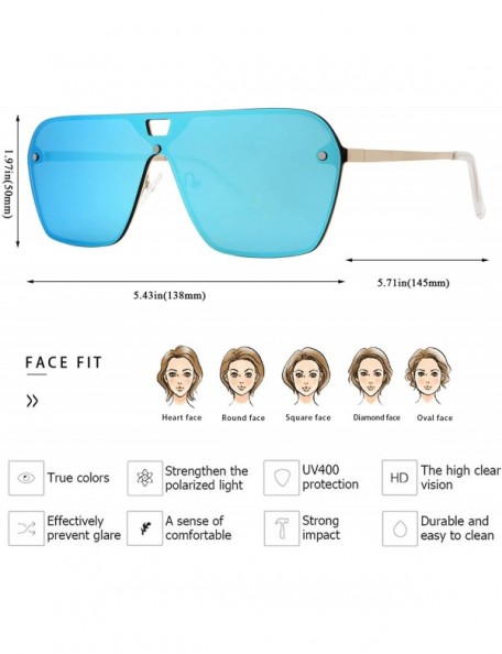 Rimless Rimless Mirrored Sunglasses Oversized One Piece Frameless Eyeglasses Men Women FW1019 - C5-mirror Blue - CM18TT7E32Y ...