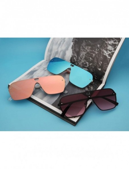 Rimless Rimless Mirrored Sunglasses Oversized One Piece Frameless Eyeglasses Men Women FW1019 - C5-mirror Blue - CM18TT7E32Y ...