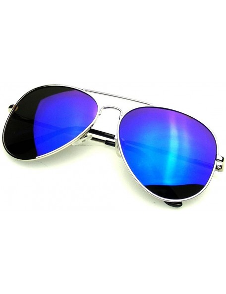 Wrap Aviator Sunglasses Vintage Mirror Lens New Men Women Fashion Frame Retro Pilot - CI12NTTFUN9 $8.23