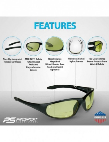 Wrap Bifocal Sunglass Readers ANSI Z87 Safety Grey Clear Yellow HD Outdoor - Yellow - CM18DT7H7GG $19.70