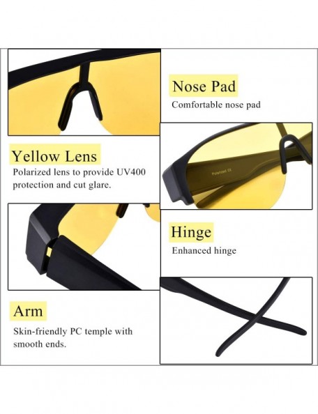 Rimless Polarized Anti-Glare Night Driving Sunglasses Over Eyeglasses - Black - CY18SS2XZG9 $9.44