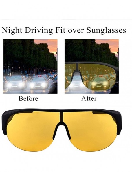 Rimless Polarized Anti-Glare Night Driving Sunglasses Over Eyeglasses - Black - CY18SS2XZG9 $9.44