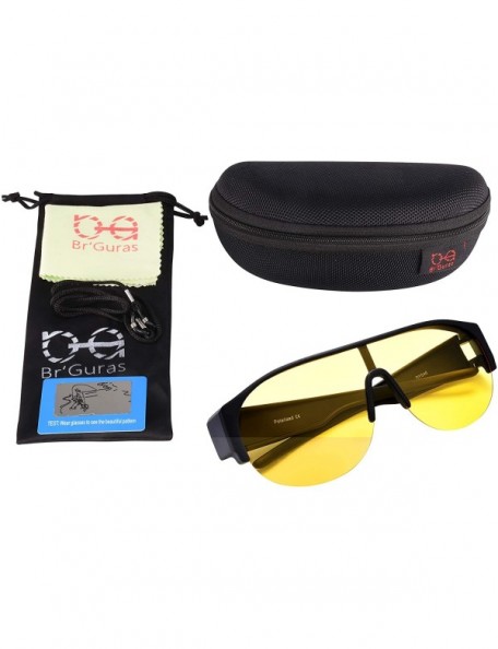 Rimless Polarized Anti-Glare Night Driving Sunglasses Over Eyeglasses - Black - CY18SS2XZG9 $9.44