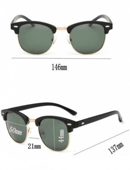 Semi-rimless UV400 Sunglasses WoLuxury Vintage Semi Rimless Brand Designer Mirror Shades - Black Gold Clear - CP18W5EMA8L $17.94