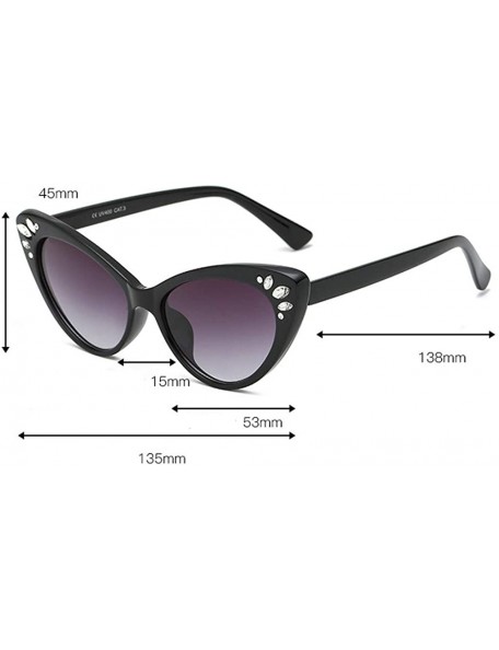 Square Women Vintage Cat Eye Sunglasses New Retro Eyewear Casual Fashion Radiation Protection Sunglasses - CT18TQXI663 $8.60