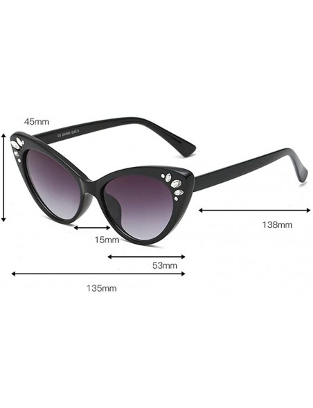 Square Women Vintage Cat Eye Sunglasses New Retro Eyewear Casual Fashion Radiation Protection Sunglasses - CT18TQXI663 $8.60