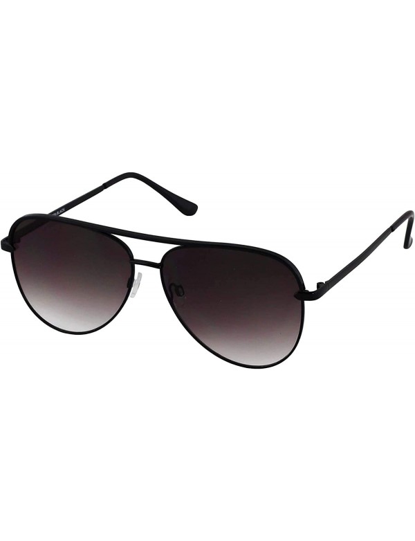 Aviator Large Flat Lens Mirror Gradient Lens Aviator Sunglasses for Men and Women - Black Ombre - C218RNY7XDN $15.32