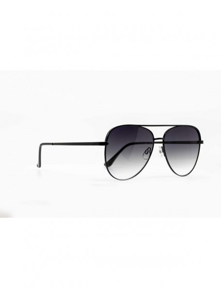 Aviator Large Flat Lens Mirror Gradient Lens Aviator Sunglasses for Men and Women - Black Ombre - C218RNY7XDN $15.32