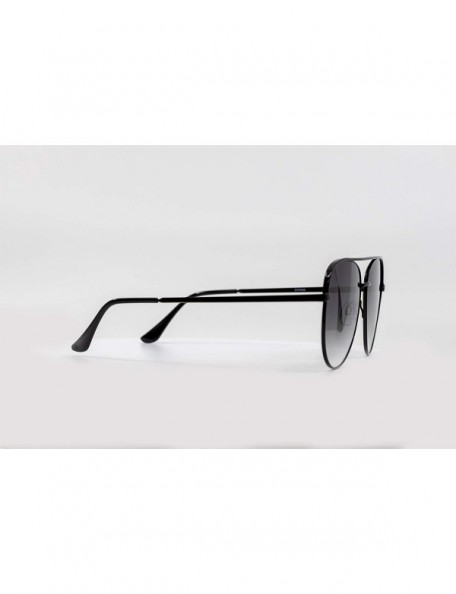 Aviator Large Flat Lens Mirror Gradient Lens Aviator Sunglasses for Men and Women - Black Ombre - C218RNY7XDN $15.32