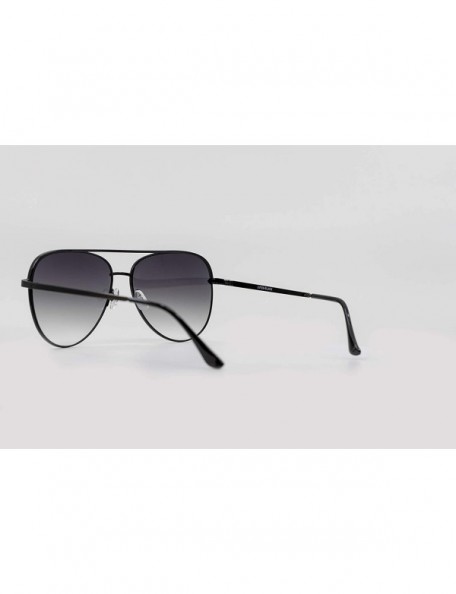 Aviator Large Flat Lens Mirror Gradient Lens Aviator Sunglasses for Men and Women - Black Ombre - C218RNY7XDN $15.32