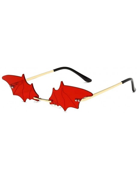 Rimless Bat Sunglasses for Women Rimless Sun Glasses Eyewear Shades - Red Lens - CW19032DW93 $10.52