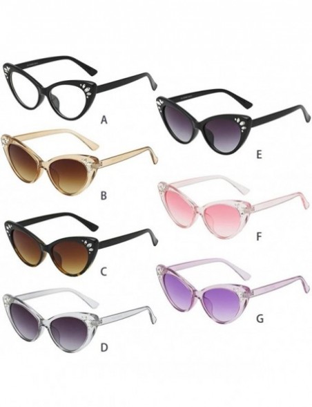 Square Women Vintage Cat Eye Sunglasses New Retro Eyewear Casual Fashion Radiation Protection Sunglasses - CT18TQXI663 $8.60