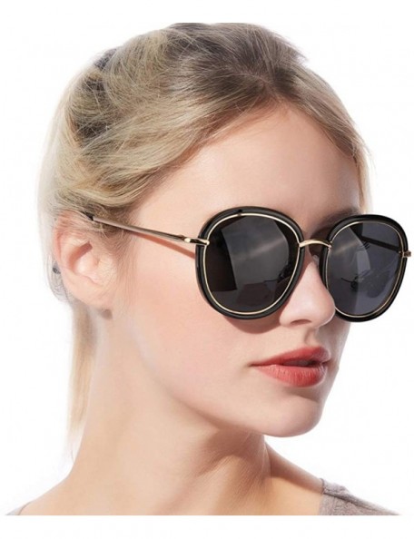 Oversized Womens Mirrored Sunglasses Polarized-Round Frame Oversized Sunglasses for Women with UV400 Protection - CP18NH5G4HW...