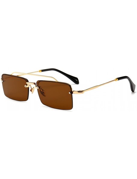 Rectangular Tiny Sunglasses Rimless Men Summer Accessories Women Retro Sun Glasses Rectangle - Brown - CE18EH34YAK $9.53